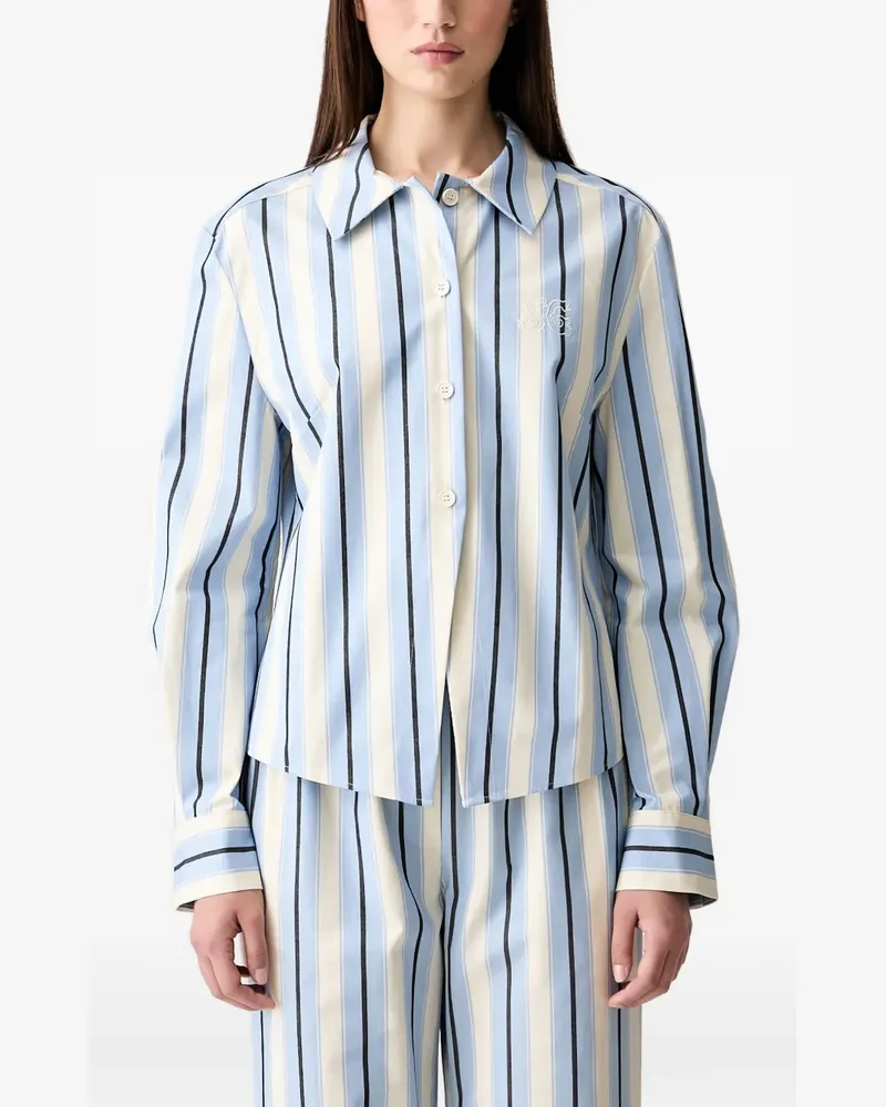 Stine Goya striped embroidered shirt - Blau Blau