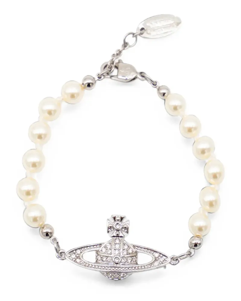 Vivienne Westwood mini Bas Relief pearl bracelet - Silber Silber