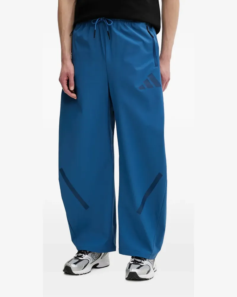 adidas logo-print wide-leg trousers - Blau Blau