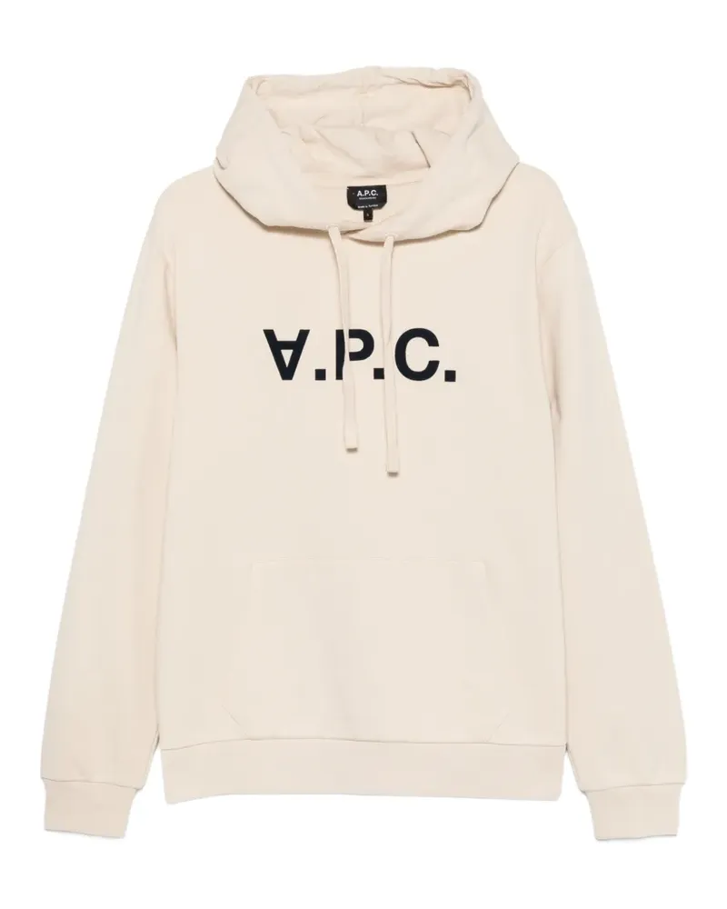 A.P.C. logo-print hoodie - Nude Nude