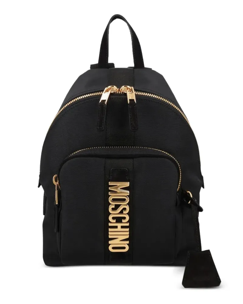 Moschino logo-lettering front-pocket backpack - Schwarz Schwarz
