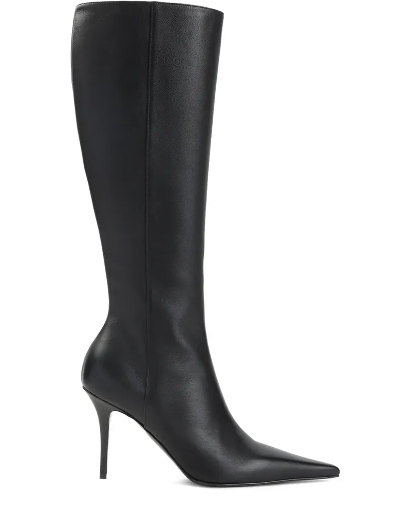 Amina Muaddi pointed-toe side-zip leather boots - Schwarz Schwarz