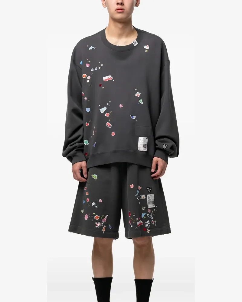 MIHARAYASUHIRO Hemd mit Sticker-Print - Grau Grau