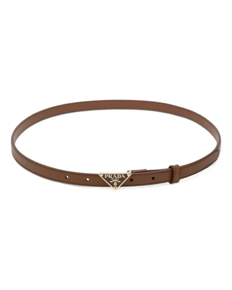 Prada Saffiano leather Triangle-logo belt - Braun Braun