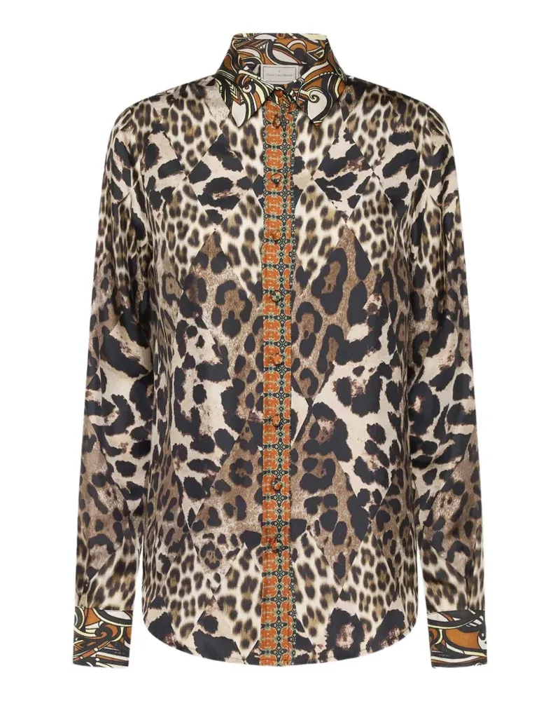 Pierre-Louis Mascia Aloe Seidenhemd mit Leopardenprint - Braun Braun