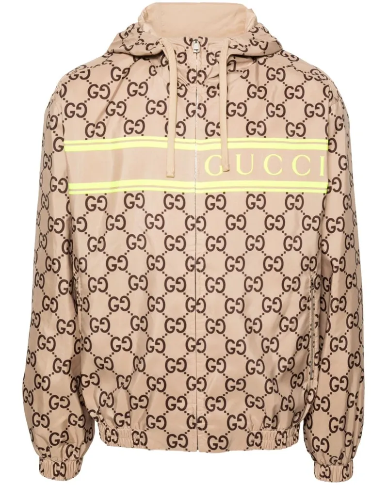 Gucci Kapuzenjacke mit GG Supreme-Print - Nude Nude