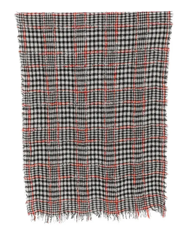 Faliero Sarti check-pattern frayed-edge scarf - Weiß Weiß