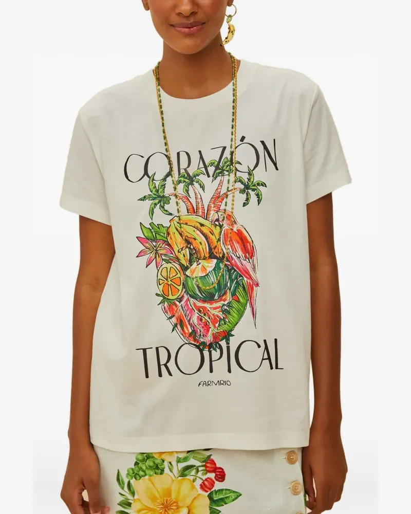 FARM Rio tropical-graphic T-shirt - Weiß Weiß