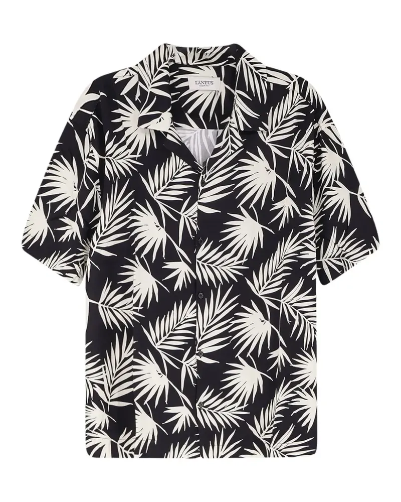 Laneus Hemd mit Bowlingkragen - Schwarz Schwarz