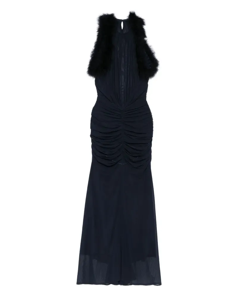 Thierry Mugler Gerafftes Kleid mit Besatz - Blau Blau