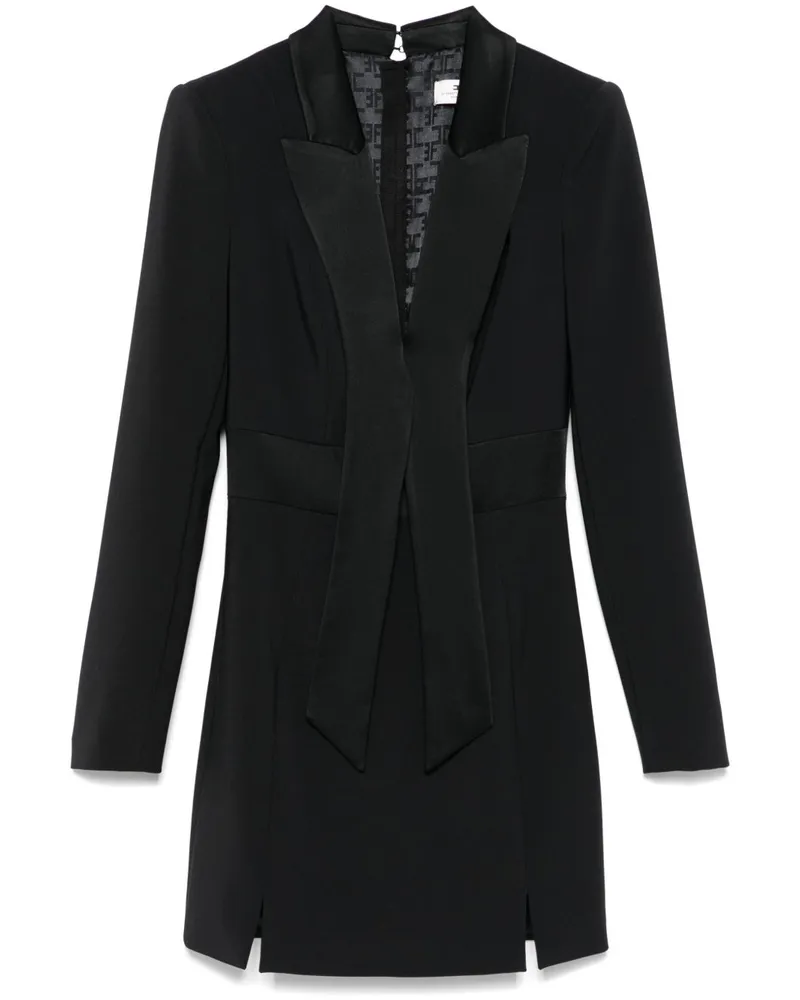 Elisabetta Franchi Krepp-Minikleid mit Satinrevers - Schwarz Schwarz