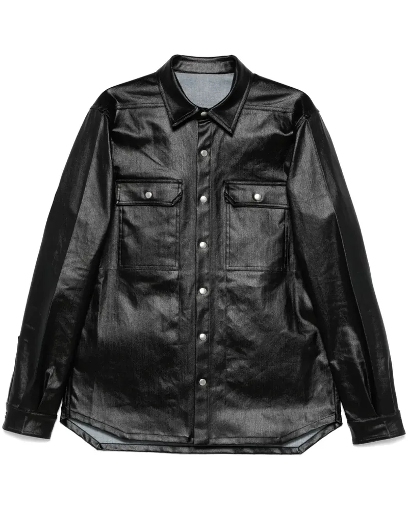 Rick Owens Beschichtete Hemdjacke - Schwarz Schwarz