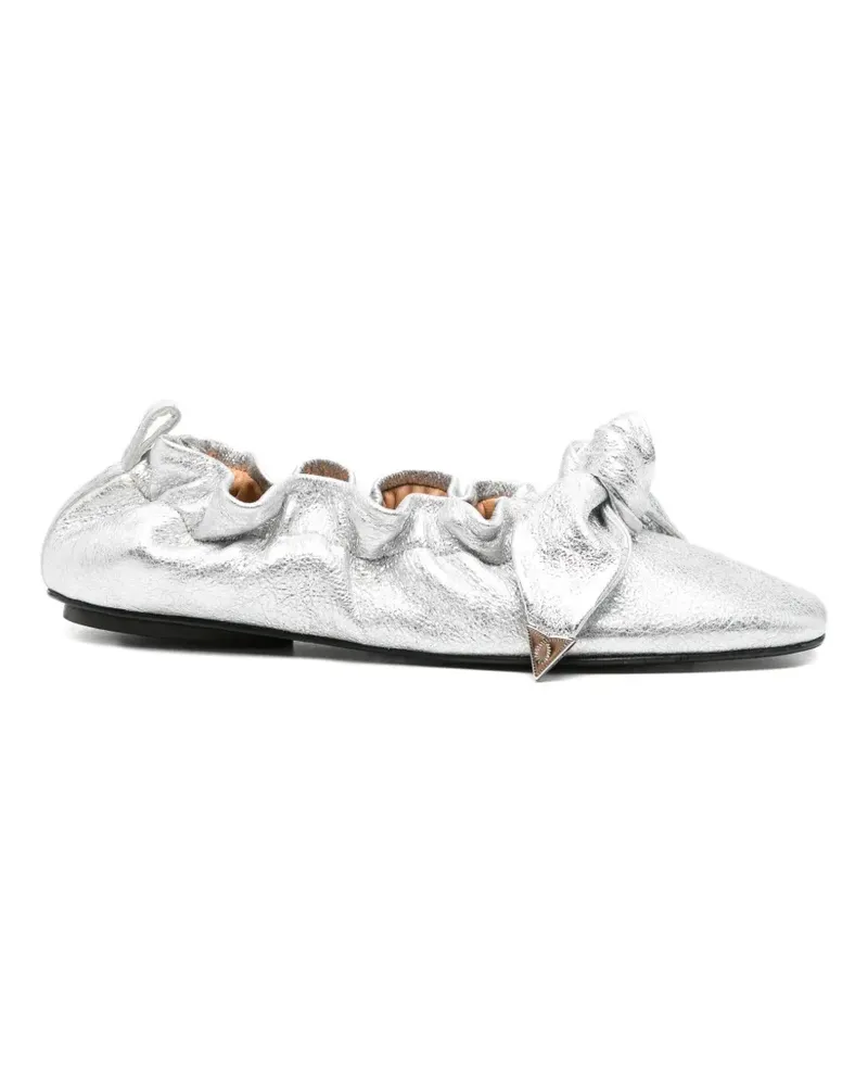 Toga metallic cracked bow ballet flats - Silber Silber
