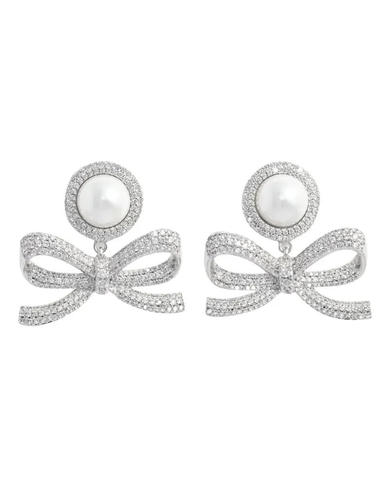 Self-Portrait bow-detail drop earrings - Silber Silber