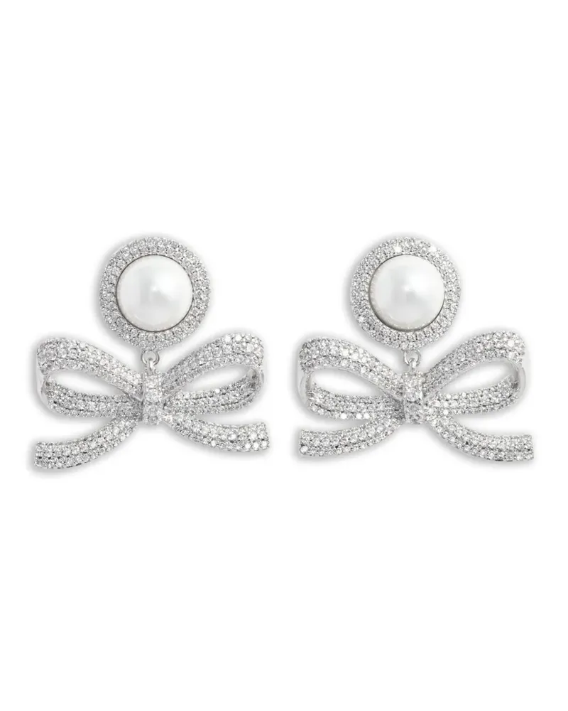 Self-Portrait bow-detail drop earrings - Silber Silber