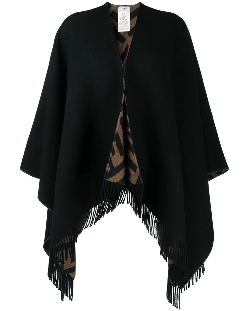 Fendi Cape mit Monogramm Schwarz