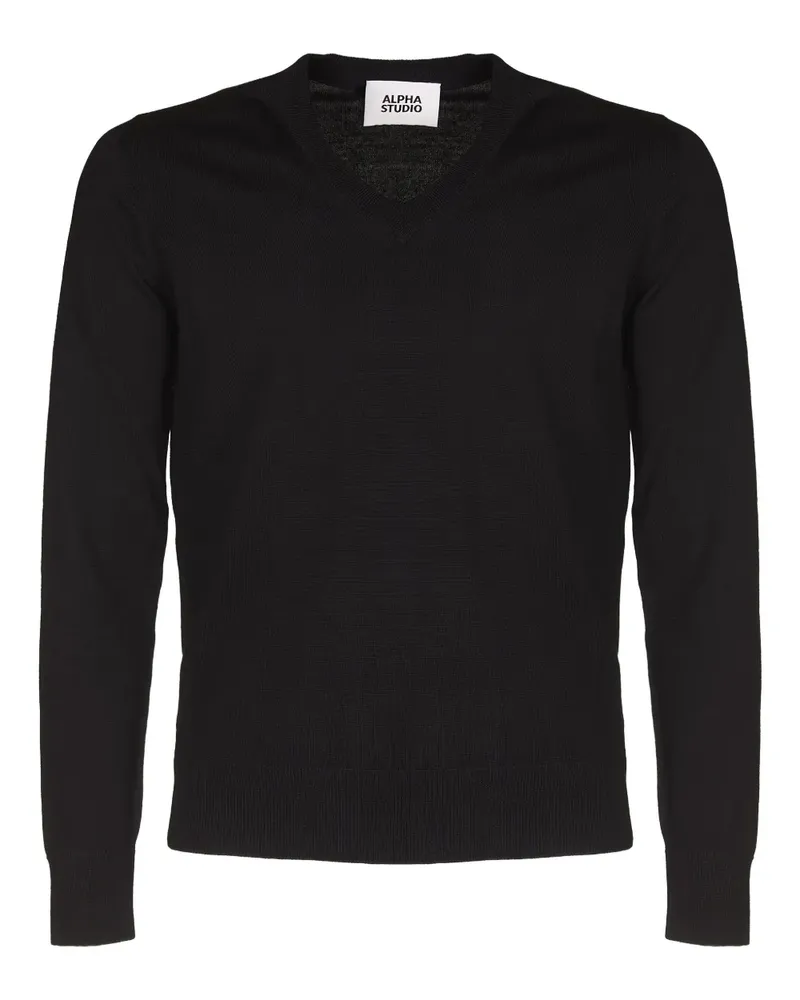 Alpha Studio Pullover mit V-Ausschnitt - Schwarz Schwarz