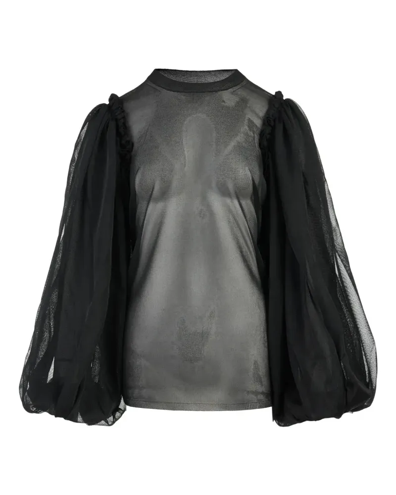Comme des Garçons Semi-transparentes Oberteil mit Puffärmeln - Schwarz Schwarz