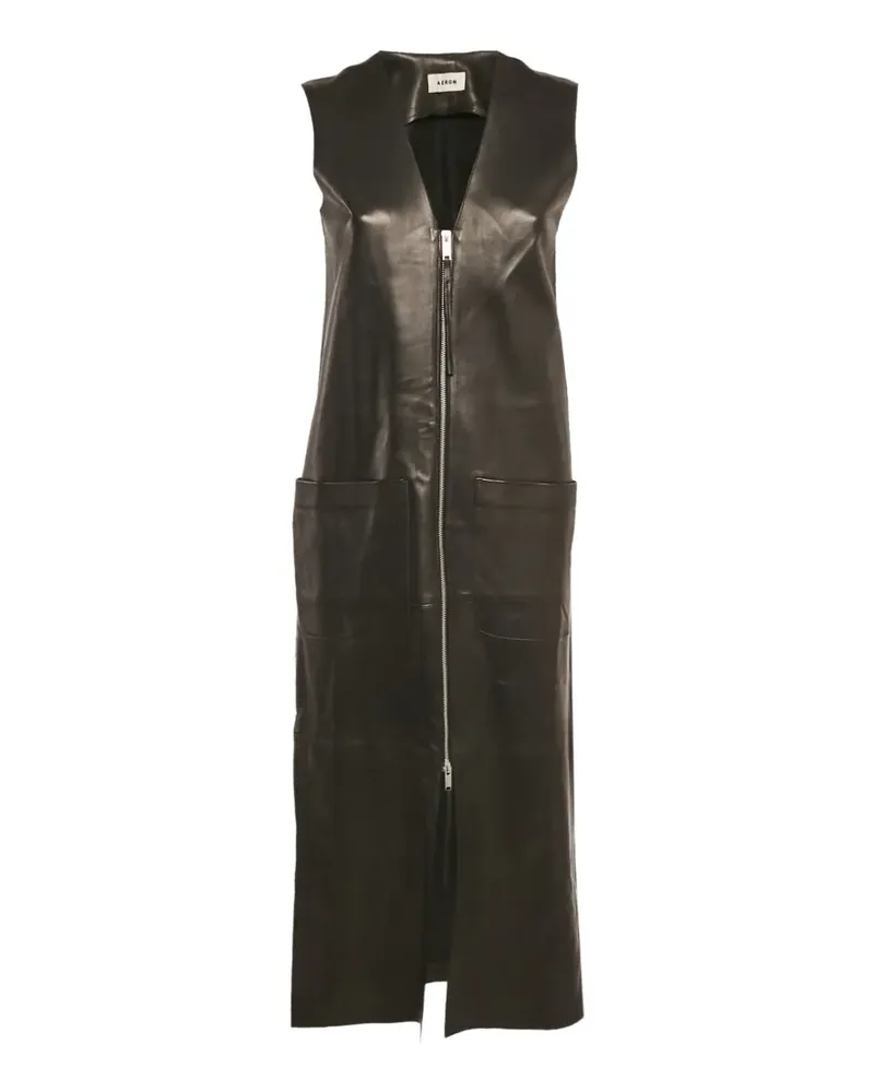 FourTwoFour on Fairfax zip-front sleeveless dress - Schwarz Schwarz