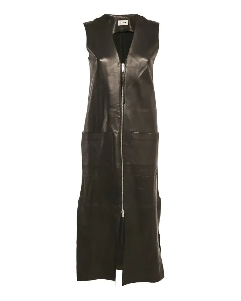 FourTwoFour on Fairfax zip-front sleeveless dress - Schwarz Schwarz