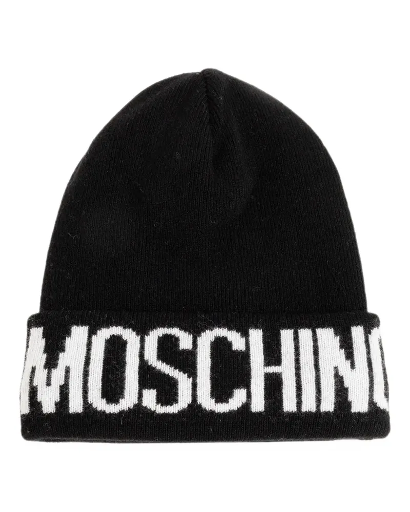 Moschino logo-intarsia beanie hat - Schwarz Schwarz