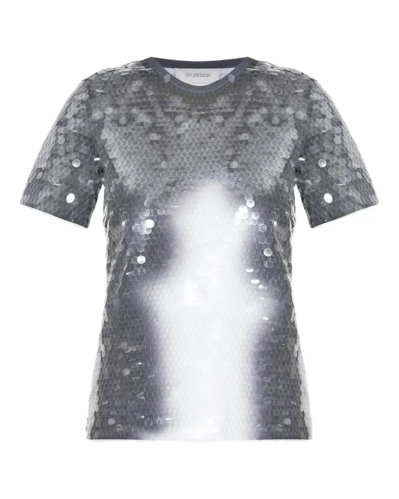 SPORTMAX T-Shirt mit Pailletten - Schwarz Schwarz