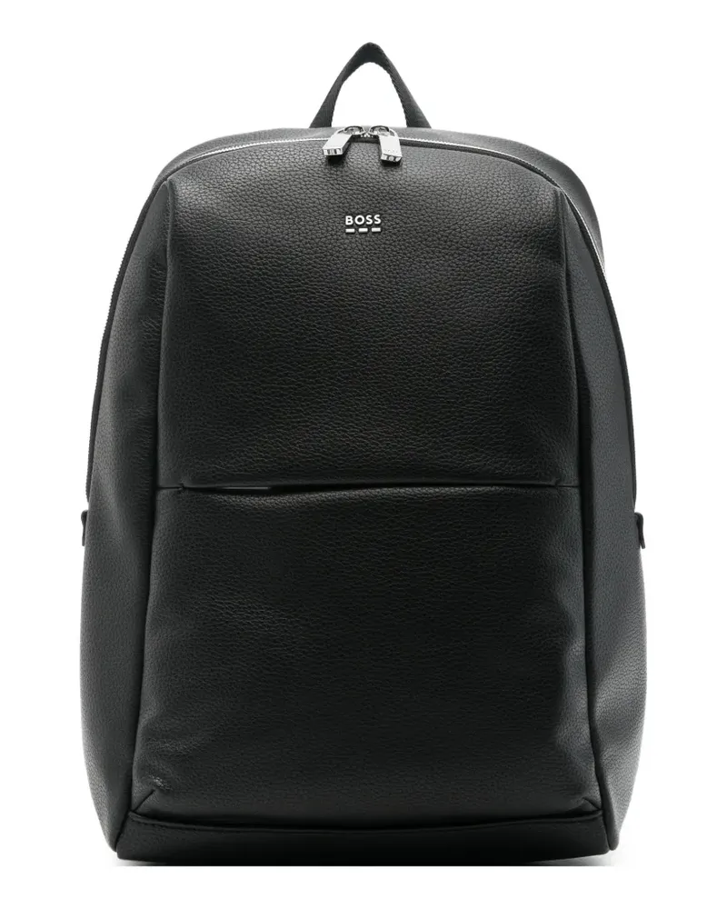 HUGO BOSS Rucksack aus gekörntem Leder - Schwarz Schwarz