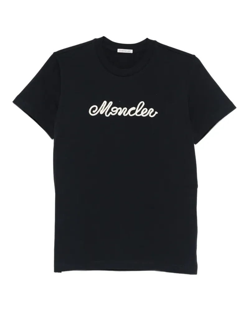 Moncler logo-embroidered T-shirt - Blau Blau