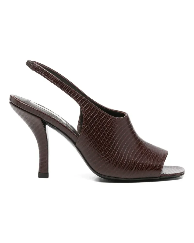 Totême lizard-embossed slingback sandals - Braun Braun