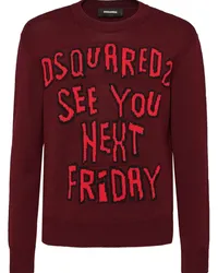 Dsquared2 Intarsien-Pullover mit Logo Rot