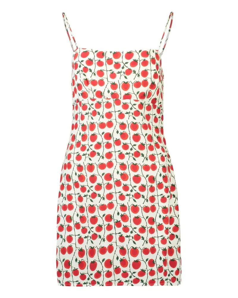 STAUD Remington tomato-print slip dress - Nude Nude