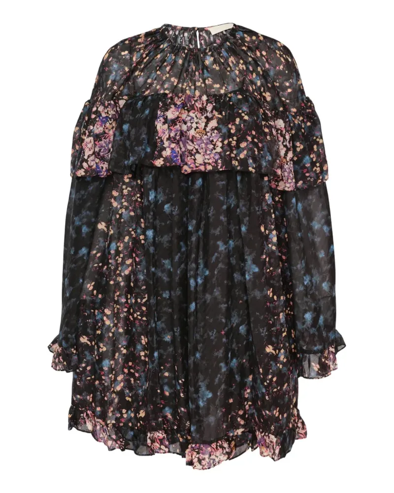 Ulla Johnson Lune floral-print silk flared mini dress - Schwarz Schwarz