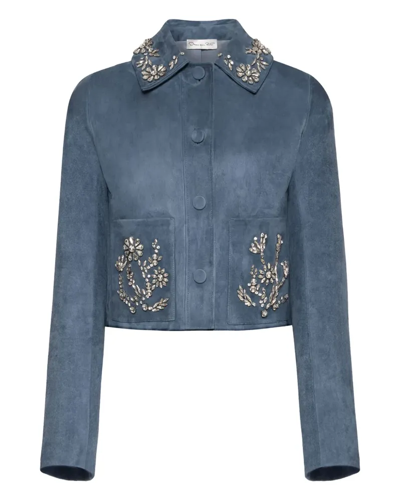 Oscar de la Renta Jacke mit Kristallstickerei - Blau Blau