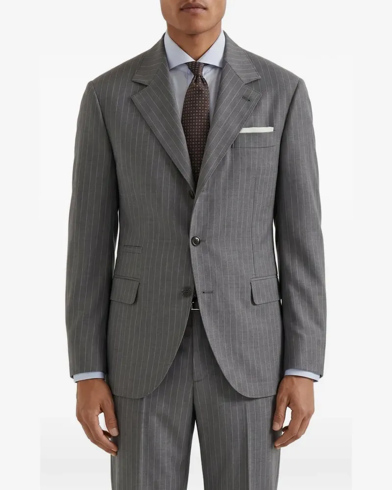 Brunello Cucinelli pinstripe-pattern tailored suit - Grau Grau