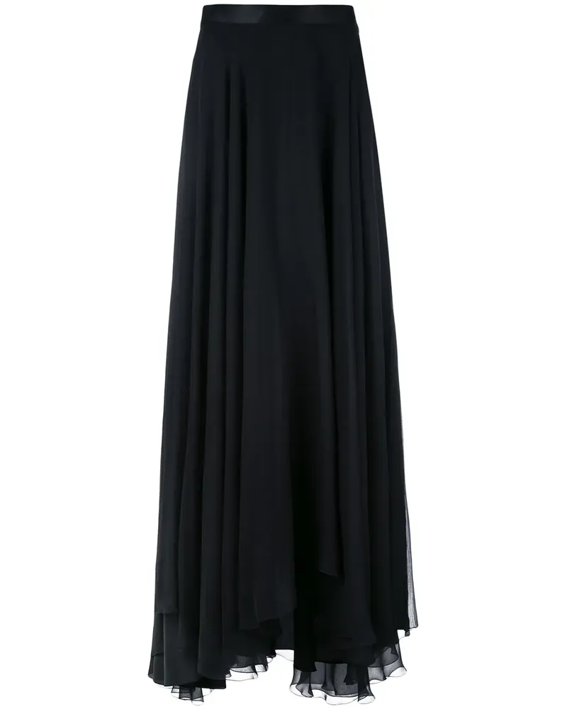 Lanvin Seidenrock mit Fanten - Schwarz Schwarz