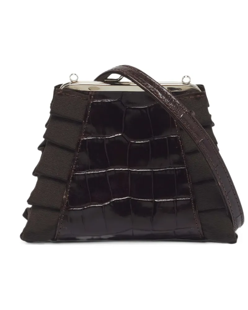 Gianfranco Ferré crocodile-embossed pleated clutch bag - Braun Braun