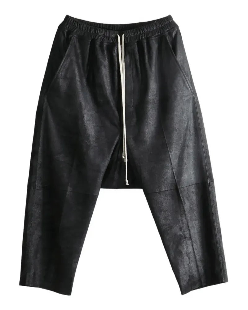 Rick Owens Lederhose mit Kordelzug - Schwarz Schwarz