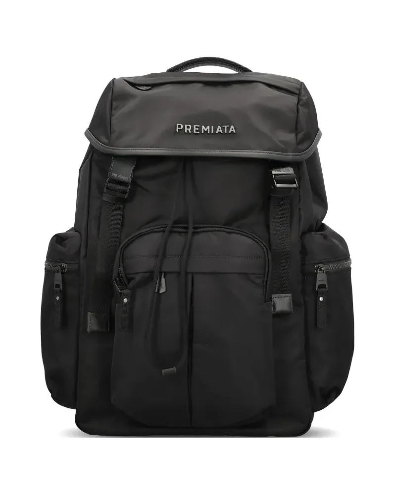 Premiata logo-plaque buckled backpack - Schwarz Schwarz