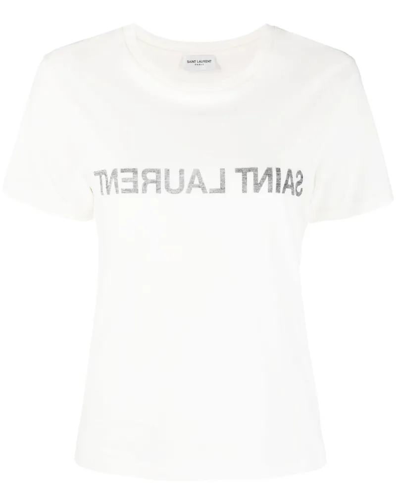 Saint Laurent T-Shirt mit Logo-Print - Weiß Weiß