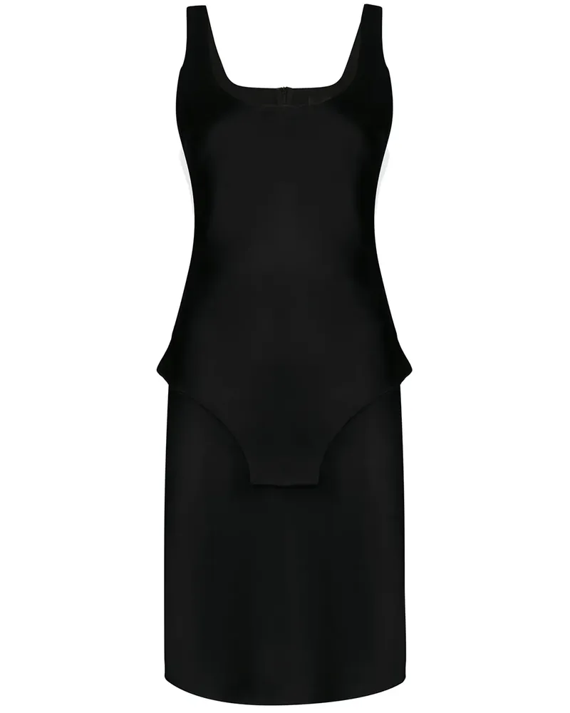 BEVZA Kurzes Kleid mit Einsätzen - Schwarz Schwarz