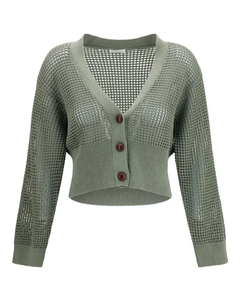 Brunello Cucinelli sequin-embellished open-knit cardigan - Grün Grün
