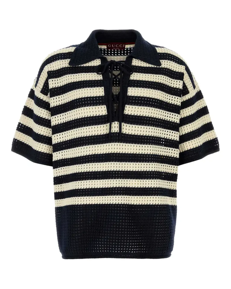Gucci Gehäkeltes Poloshirt mit Streifen - Blau Blau