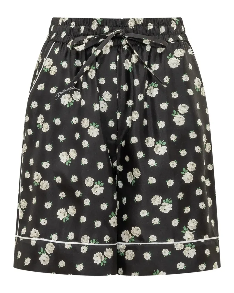 Dolce & Gabbana floral-print silk shorts - Schwarz Schwarz