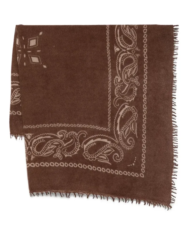 Liska Schal mit Fransensaum - Braun Braun