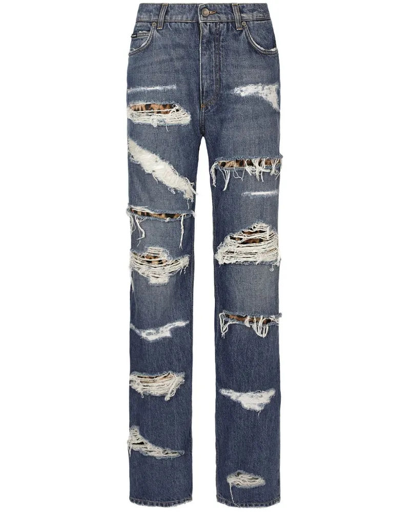 Dolce & Gabbana Gerade Jeans im Distressed-Look - Blau Blau