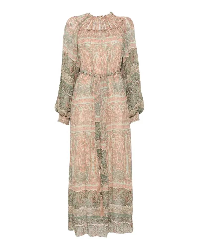 Zimmermann Momentum Rouleau Billow Maxikleid mit Paisley-Print - Nude Nude