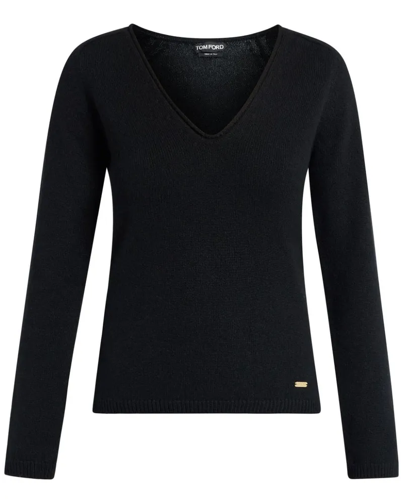 Tom Ford Kaschmirpullover mit V-Ausschnitt Schwarz