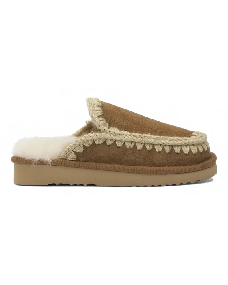 Mou Slipper mit Ziernähten - Braun Braun