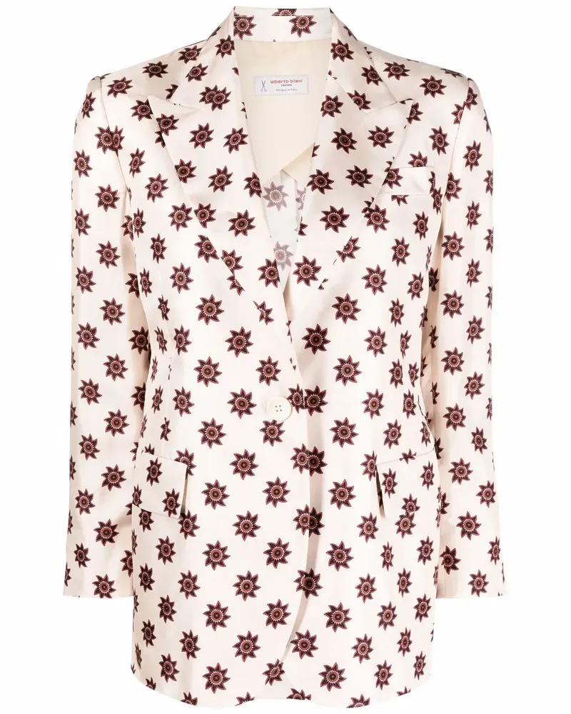 Alberto Biani Geometrisch gemusterter Seidenblazer - Nude Nude