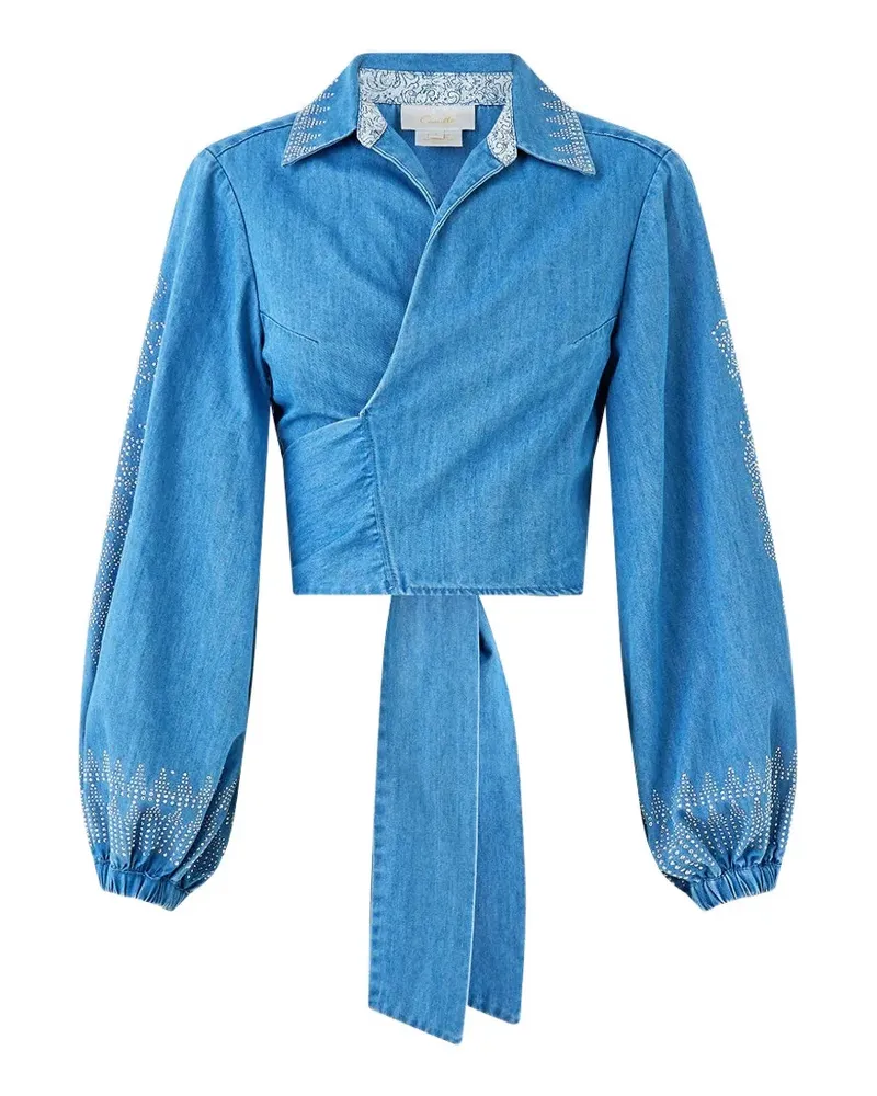 Camilla The Hum Of The Alhambra cropped wrap shirt - Blau Blau
